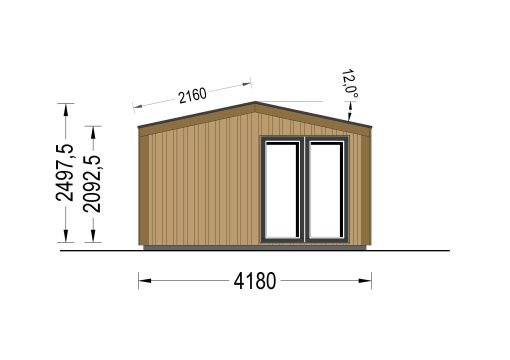Attefallshus EMMY 20 m² (34 mm + 19 mm träbeklädnad)
