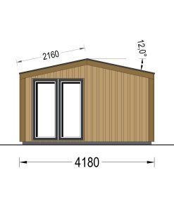 Attefallshus EMMY 20 m² (34 mm + 19 mm träbeklädnad)