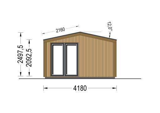 Attefallshus EMMY 20 m² (34 mm + 19 mm träbeklädnad)