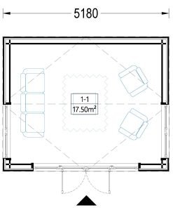 Attefallshus EMMY 20 m² (34 mm + 19 mm träbeklädnad)