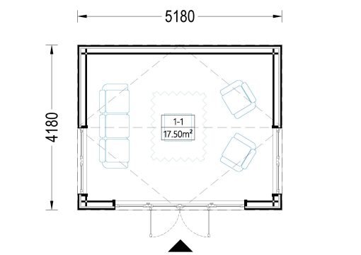 Attefallshus EMMY 20 m² (34 mm + 19 mm träbeklädnad)