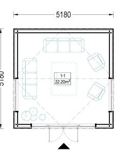 Attefallshus EMMY 25 m² (34 mm + 19 mm träbeklädnad)