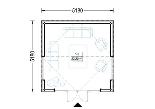 Attefallshus EMMY 25 m² (34 mm + 19 mm träbeklädnad)