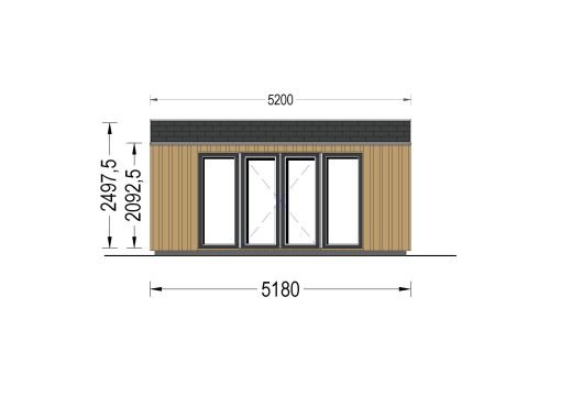 Attefallshus EMMY 25 m² (34 mm + 19 mm träbeklädnad)