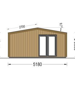 Attefallshus EMMY 25 m² (34 mm + 19 mm träbeklädnad)