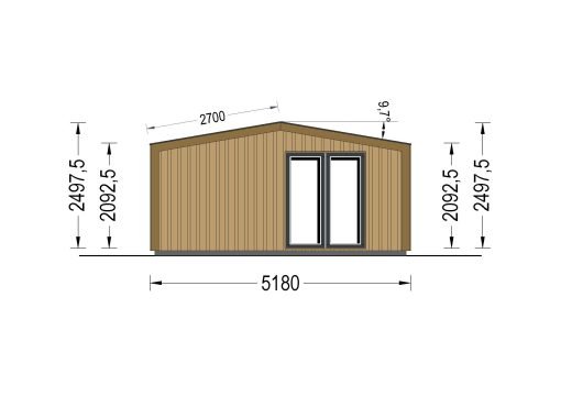Attefallshus EMMY 25 m² (34 mm + 19 mm träbeklädnad)