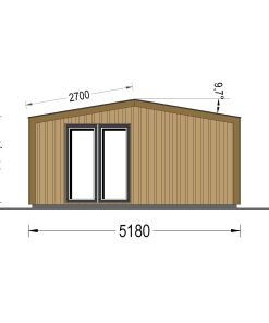 Attefallshus EMMY 25 m² (34 mm + 19 mm träbeklädnad)