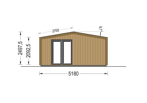 Attefallshus EMMY 25 m² (34 mm + 19 mm träbeklädnad)