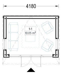 Friggebod EVELIN 12 m² (34 mm + 19 mm träbeklädnad)