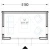 Friggebod EVELIN 15 m² (34 mm + 19 mm träbeklädnad)