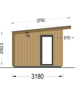 Friggebod EVELIN 15 m² (34 mm + 19 mm träbeklädnad)