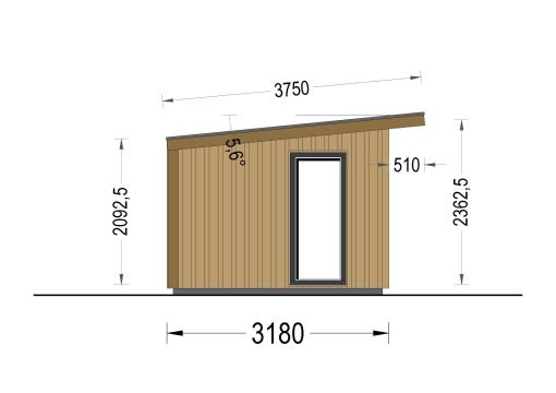 Friggebod EVELIN 15 m² (34 mm + 19 mm träbeklädnad)
