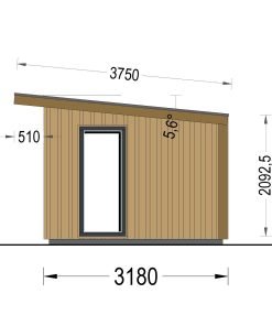 Friggebod EVELIN 15 m² (34 mm + 19 mm träbeklädnad)