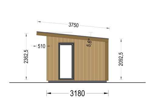 Friggebod EVELIN 15 m² (34 mm + 19 mm träbeklädnad)