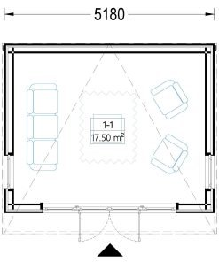 Friggebod EVELIN 20 m² (34 mm + 19 mm träbeklädnad)