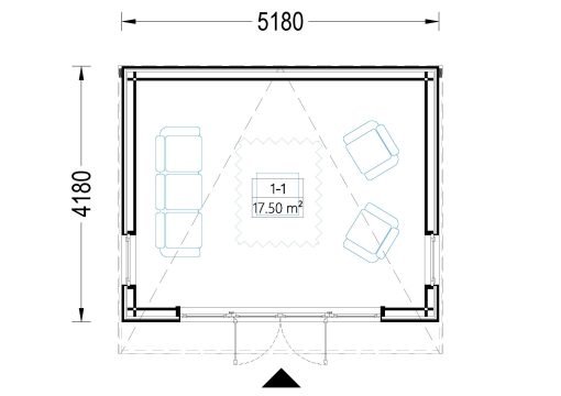 Friggebod EVELIN 20 m² (34 mm + 19 mm träbeklädnad)
