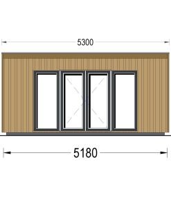Friggebod EVELIN 20 m² (34 mm + 19 mm träbeklädnad)