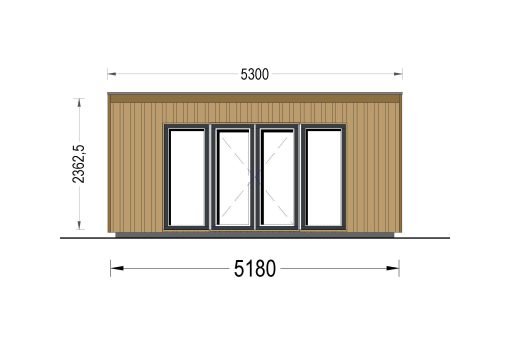 Friggebod EVELIN 20 m² (34 mm + 19 mm träbeklädnad)