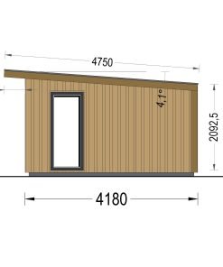 Friggebod EVELIN 20 m² (34 mm + 19 mm träbeklädnad)