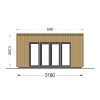 Attefallshus EVELIN 25 m² (34 mm + 19 mm träbeklädnad)