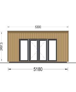 Attefallshus EVELIN 25 m² (34 mm + 19 mm träbeklädnad)