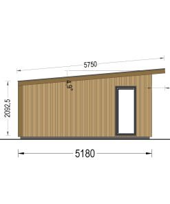 Attefallshus EVELIN 25 m² (34 mm + 19 mm träbeklädnad)