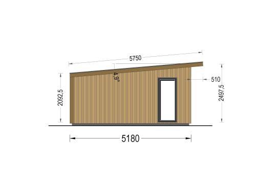 Attefallshus EVELIN 25 m² (34 mm + 19 mm träbeklädnad)