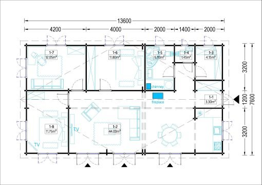 Timmerstuga JULIA (44+44 mm), 103 m²