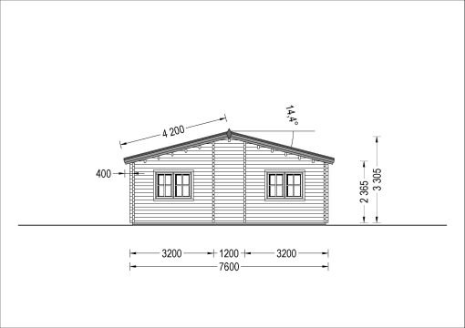 Timmerstuga JULIA (44+44 mm), 103 m²