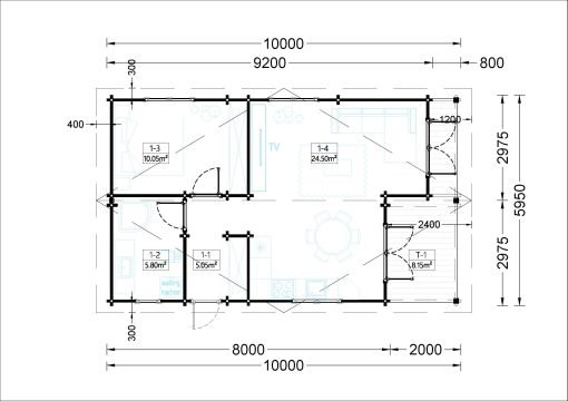 Fritidshus MEGAN (66 mm), 60 m²