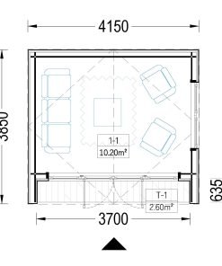 Friggebod PIA 12 m² (34 mm + 19 mm träbeklädnad)