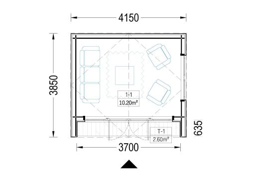 Friggebod PIA 12 m² (34 mm + 19 mm träbeklädnad)