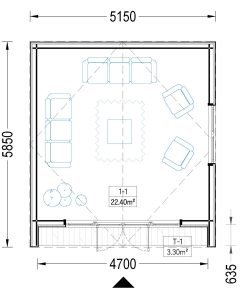Friggebod PIA 25 m² (34 mm + 19 mm träbeklädnad)