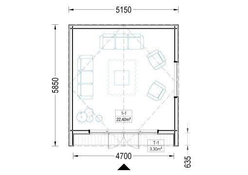 Friggebod PIA 25 m² (34 mm + 19 mm träbeklädnad)