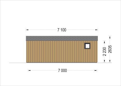 Attefallshus TINA, 7×4 m, 20 m² (34 mm + 19 mm träbeklädnad)