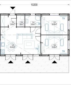 Fritidshus SELENE 63 m² (44 mm + träbeklädnad)