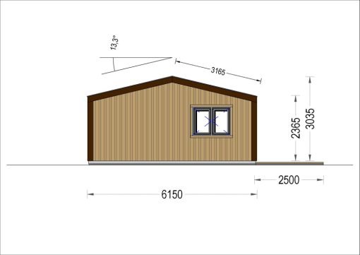 Fritidshus SELENE 63 m² (44 mm + träbeklädnad)