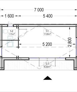 Attefallshus TINA, 7×4 m, 20 m² (34 mm + 19 mm träbeklädnad)