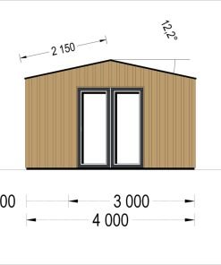 Attefallshus TINA, 7×4 m, 20 m² (34 mm + 19 mm träbeklädnad)