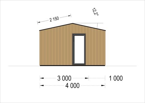 Attefallshus TINA, 7×4 m, 20 m² (34 mm + 19 mm träbeklädnad)