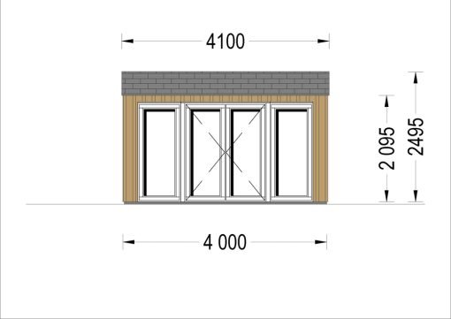 Friggebod TINA, 4×4 m, 12 m² (34 mm + 19 mm träbeklädnad)