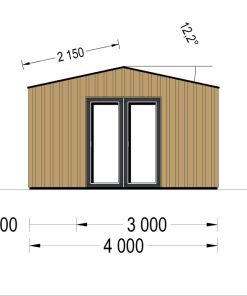 Friggebod TINA, 4×4 m, 12 m² (34 mm + 19 mm träbeklädnad)