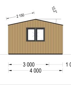 Friggebod TINA, 4×4 m, 12 m² (34 mm + 19 mm träbeklädnad)