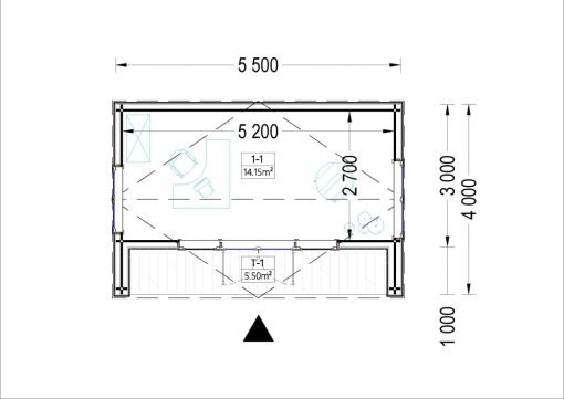 Friggebod TINA, 5.5×4 m, 16.5 m² (34 mm + 19 mm träbeklädnad)