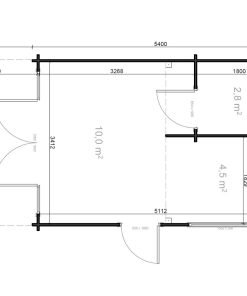 Attefallshus med loft Scandi 3,7 m x 5,4 m 44mm