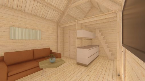 Attefallshus med loft Scandi 3,7 m x 5,4 m 44mm