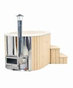 Glasfiber Ofuro badestamp 120 × 190 cm med integrerad vedeldad kamin