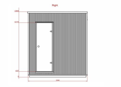Lyxig bastu 2.3 m x 2.3 m