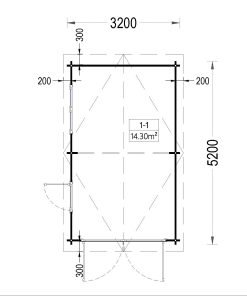 Trä garage (3.20 x 5.20), 44mm