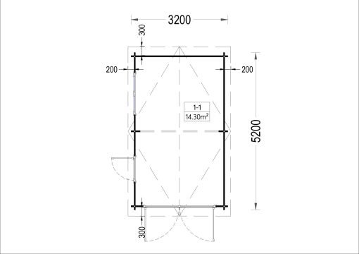 Trä garage (3.20 x 5.20), 44mm